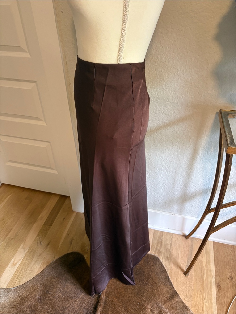 High-Waist Chocolate Brown Maxi Skirt NWT SMALL - Picture 2 of 5